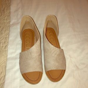 Ccocci, taupe snake print sandals, size 6 1/2